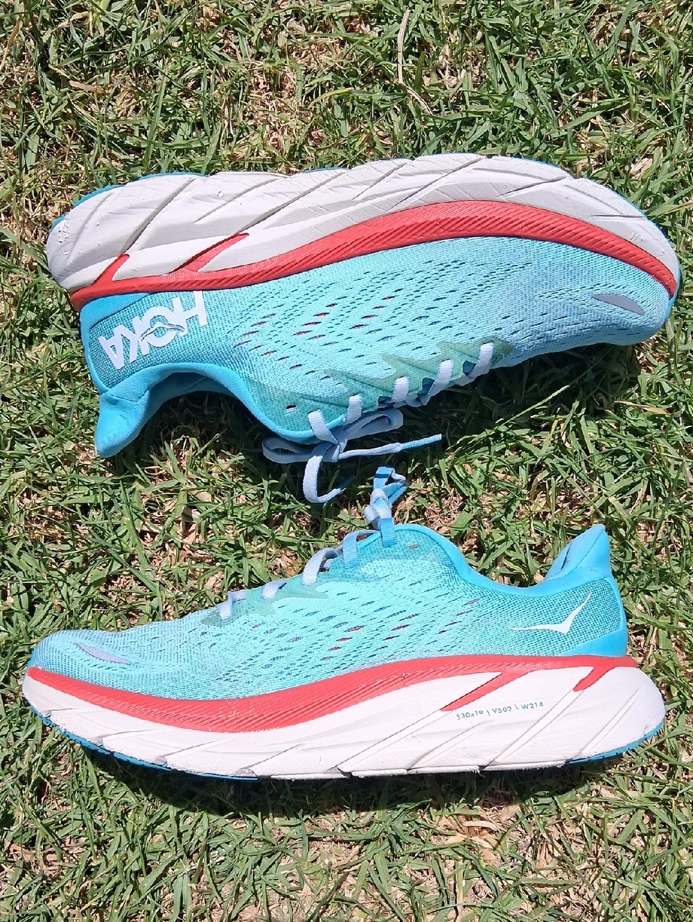 Hoka One One Women's Running Shoes - Aqua with Coral and White